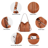 Leather Fashion Trend Large Capacity One Shoulder Tote Bun Mother Bag Casual Crossbody Bag