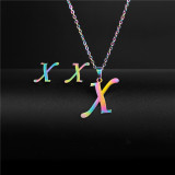 26 letters Stainless steel earring necklace set