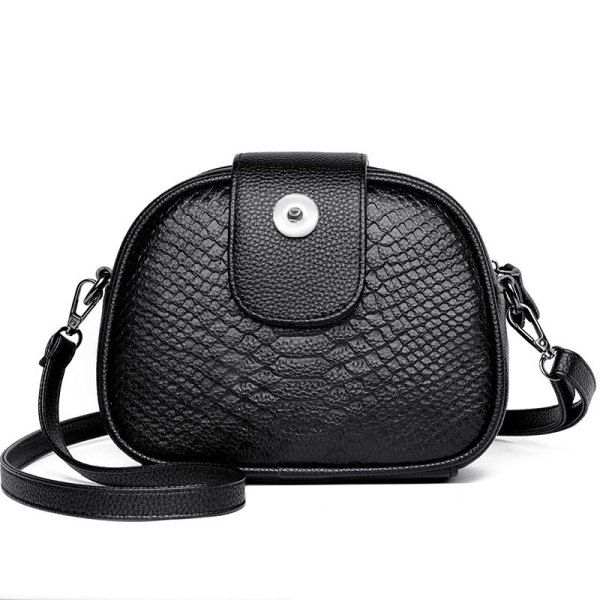 Genuine leather women's bag, fashionable and large capacity, top layer cowhide single shoulder crossbody bag fit 20MM Snaps button jewelry wholesale