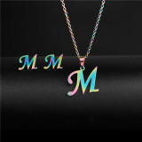 26 letters Stainless steel earring necklace set