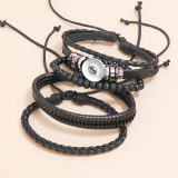 Simple retro woven personalized leather bracelet fit 20mm snaps  jewelry