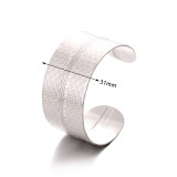 Stainless steel oil pressure opening wide cut geometric punch pattern bracelet