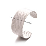 Stainless steel oil pressure opening wide cut geometric punch pattern bracelet