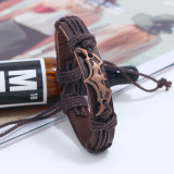 Braided cowhide alloy anime bat bracelet