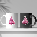 50 pink Christmas tree stickers Cabinet window wall decoration stickers Waterproof stickers