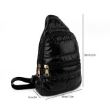 Down cotton jacket crossbody bag, fashionable and soft chest bag, outdoor sports backpack, zipper waist bag