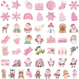 50 Cute Pink Christmas Decorative Stickers Car, Mobile Phone, Computer, Guitar Sticker Laptop, Hand Book Sticker, Waterproof Sticker