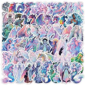 50 Angel Mermaid Holographic Graffiti Stickers Water Cup Luggage Decoration Stickers Hand Curtains Stickers Waterproof Stickers