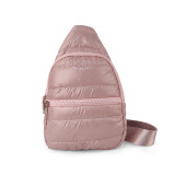 Down cotton jacket crossbody bag, fashionable and soft chest bag, outdoor sports backpack, zipper waist bag