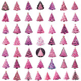 50 pink Christmas tree stickers Cabinet window wall decoration stickers Waterproof stickers