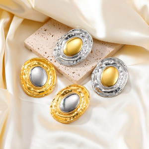 Alloy circular metal color matching earrings