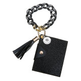 Diamond Inlaid Zero Wallet Macaron Color Chain Card Bag PU Leather Wallet Leopard Pattern Dot Diamond Card Bag Keychain fit  20MM Snaps button jewelry wholesale