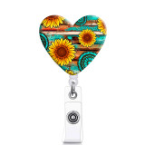 28 styles love Flower sunflower USA  Flag  snowflake skull  resin Painted clip telescopic easy pull buckle certificate buckle