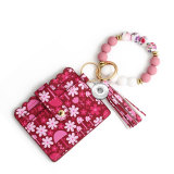 Valentine's Day Love PU Card Bag Silicone Keychain Printed Wallet fit  20MM Snaps button jewelry wholesale