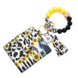 Silicone Beaded Card Bag Western Style Cowhead Bag Card Bag Keychain Wallet fit  20MM Snaps button jewelry wholesale