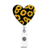 28 styles love Flower sunflower USA  Flag  snowflake skull  resin Painted clip telescopic easy pull buckle certificate buckle