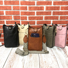 Mobile phone bag, crossbody bag, lightweight small square bag, PU card bag, retro and versatile vertical one shoulder mobile phone bag
