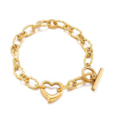 Valentine's Day Splice Chain Hollow love Heart Infinite Pendant OT Buckle Stainless Steel Bracelet
