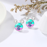 Cartoon Star Baby Stitch Time Gem Mickey Shaped Earrings