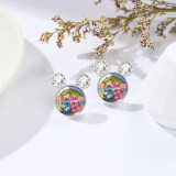 Cartoon Star Baby Stitch Time Gem Mickey Shaped Earrings