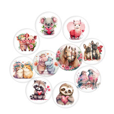 20MM love  cat horse hippopotamus alpaca  Print glass snap button charms