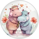 20MM love  cat horse hippopotamus alpaca  Print glass snap button charms
