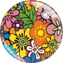 20MM  Flower  pattern  Print glass snap button charms