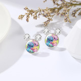 Cartoon Star Baby Stitch Time Gem Mickey Shaped Earrings