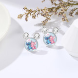 Cartoon Star Baby Stitch Time Gem Mickey Shaped Earrings