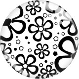20MM  Flower  pattern  Print glass snap button charms