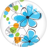 20MM  Flower  pattern  Print glass snap button charms