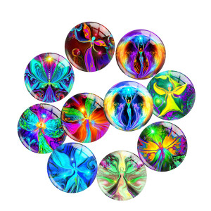 20MM color girl  pattern  Print glass snap button charms