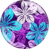 20MM  Flower  pattern  Print glass snap button charms