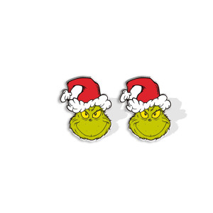 Christmas Snowman Green Hair Monster Grinch Resin Earrings