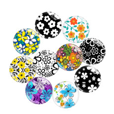 20MM  Flower  pattern  Print glass snap button charms