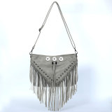 Riveted soft leather trendy casual tassel single shoulder diagonal span bag fit 20MM Snaps button jewelry wholesale