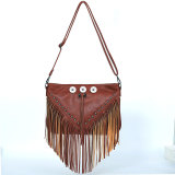 Riveted soft leather trendy casual tassel single shoulder diagonal span bag fit 20MM Snaps button jewelry wholesale