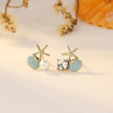 Starfish Shell Pearl Earrings