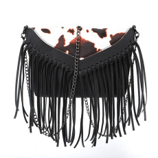 Leopard fringe bag chain single shoulder diagonal cross bag