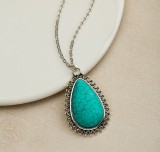 Turquoise pendant Bohemian style necklace