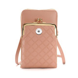 Vertical mini bag with diamond grid single shoulder crossbody phone bag fit 20MM Snaps button jewelry wholesale