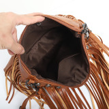 Fashionable soft leather rivet tassel bag, single shoulder diagonal cross bag, large bag fit 20MM Snaps button jewelry wholesale