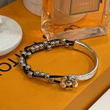 Bohemian style double-layer splicing small daisy silver leather PU bracelet splicing