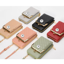 Vertical mini bag with diamond grid single shoulder crossbody phone bag fit 20MM Snaps button jewelry wholesale