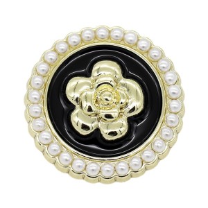 23MM Metal pearl flower snap button charms