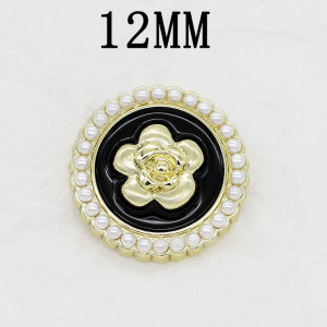 12MM Metal  flower pearl snap button charms