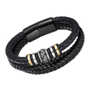 Leather handmade woven bracelet woven metal multi-layer bracelet