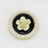 23MM Metal pearl flower snap button charms