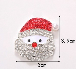 30mm Christmas Santa Claus Snowman Elk Water Diamond Alloy snap button charms  fit 20mm snap jewelry