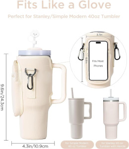 Stanley 40 oz (approximately 1134.0 ml) flat bottomed cup with handle chloroprene water bottle holder bag